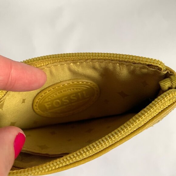 Fossil Yellow Green Leather Snake Embossed Coin Pouch Wallet - Picture 7 of 7